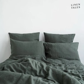 Тъмнозелен ленен чаршаф за единично легло 165x220 cm - Linen Tales
