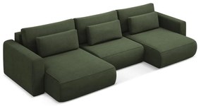 Разтегателен ъглов диван с място за съхранение в цвят каки (U форма) Kapua – Makamii