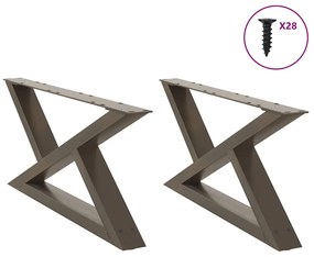 4012695 vidaXL Крака за масичка за кафе, 2 бр., естествена стомана, 70 x (30-31,3) см, стомана