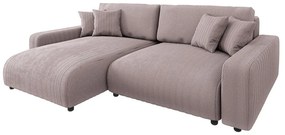 Светлорозов разтегателен ъглов диван от рипсено кадифе (променлив) Sara – Ropez