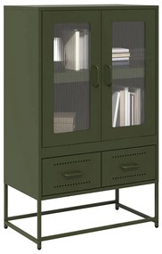 853366 vidaXL Висок шкаф, маслиненозелен, 68x39x111,5 см, стомана