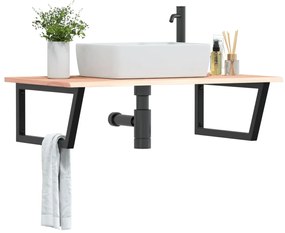 3302639 vidaXL Стенен рафт за мивка, стомана и масивно дърво дъб