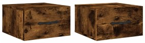 829815 vidaXL Нощни шкафчета за стенен монтаж, 2 бр, опушен дъб, 35x35x20 см
