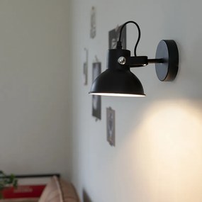 Индустриална стенна и таванна лампа черна наклонена - Guida