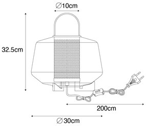 Ар Деко настолна лампа черна с опушено стъкло 30 см - Kevin