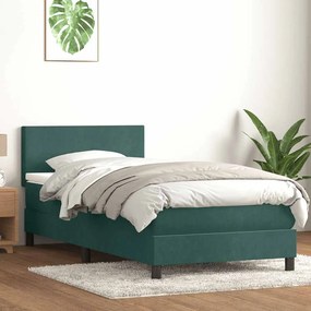 3316722 vidaXL Box Spring легло с матрак Тъмнозелено 90x220 cm Кадифе