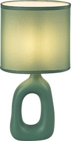 Rabalux Sylira, настолна лампа, зелена керамична лампа със зелен текстилен абажур, E14 1xMAX40W, Д17,5 см, Ш10,5 см, В36 см, каб