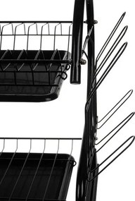 Двуетажна сушилня за съдове Ruhhy 24634, неръждаема стомана,  поставка за чаша и тава за отцеждане, 37x53x25cm