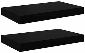 323764 vidaXL Окачени стенни рафтове, 2 бр, черен гланц, 40x23x3,8 см, МДФ