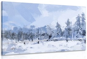 Картина на платно – Снежна покривка в гората