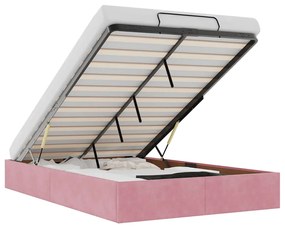3310960 vidaXL Османска рамка за легло без матрак, розова, 120x200 см, кадифе