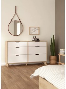 Скрин от дъбов декор в бял и естествен цвят 156x92x40 cm Ikast – Tvilum