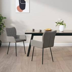 344831 vidaXL Трапезни столове, 2 бр, светлосиви, текстил