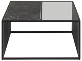 Черна масичка за кафе със стъклен плот 80x80 cm Strington - Actona