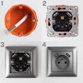 Единичен контакт със заземяване + 2x USB-A OSTE JNH003-G Grey