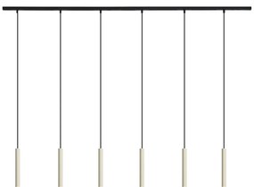 Модерна релсова система за осветление с 6 висящи лампи бежови с черни елементи 1-фазна - Slimline Keno