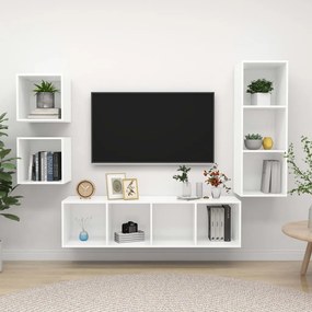 3079772 vidaXL Комплект ТВ шкафове от 4 части, бял, инженерно дърво