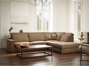 Светлокафяв шенилов ъглов диван (десен ъгъл/L форма) Kirou – Maison de Rêve