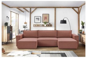 Розов ъглов U-образен диван Nihad - Bobochic Paris