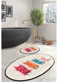 Светлокафяви килими за баня в комплект от 2 броя 60x100 cm Baby Cats – Foutastic