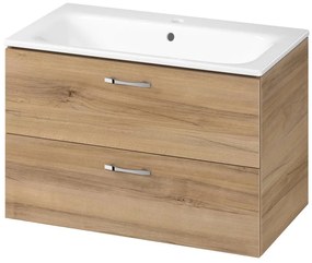 Cersanit S801-539 - Стенно окачен шкаф за баня с умивалник NIKO 80x45 см орех