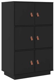 820176 vidaXL Висок шкаф, черен, 67x40x108,5 см, борово дърво масив