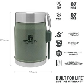 Зелен термос за храна от неръждаема стомана 400 ml Legendary Classic Hammer Tone Green – Stanley