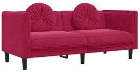 372636 vidaXL Диван с възглавници, 2-местен, виненочервен, кадифе