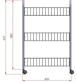 Мобилна стойка с 3 рафта Lugano - Metaltex