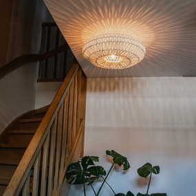 Ретро плафон бял въжен кръг - Lina