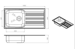 Дължина на мивката Fortinox Valley: 100 cm.