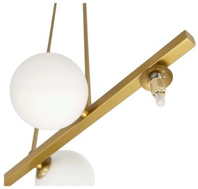 Висящо осветително тяло със стъклен абажур в бяло и златисто Kama – Candellux Lighting