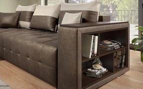 Разтегателен ъглов диван с подлакътник етажерка Мелвин S