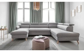 Светлосив U-образен разтегателен диван, десен ъгъл Sweet Harmony - Miuform