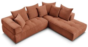 Теракотен шенилов ъглов диван (десен ъгъл/L форма) Whesley – Bobochic Paris