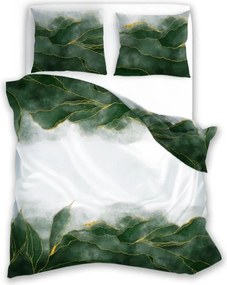Спални чаршафи от памучен сатен със зелено-златиста абстрактна шарка 3 časti: 1ks 160x200 + 2ks 70x80