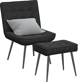 4012332 vidaXL Релакс стол с табуретка черно кадифе