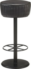 321872 vidaXL Бар табуретка, черна, естествена кожа