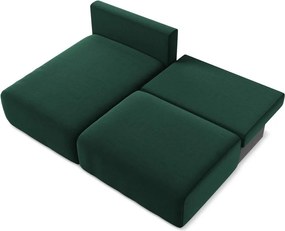 Тъмнозелен кадифен сгъваем/с място за съхранение ъглов диван (ляв ъгъл) Kalena – Makamii