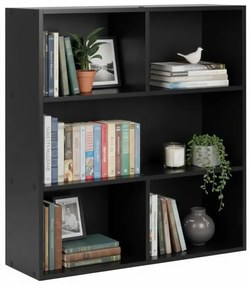 Модерен черен рафт - триетажен рафт за книги, декорации и играчки