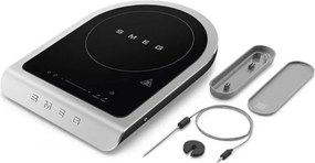Преносим индукционен котлон Smeg PIC01BLMEU, 2100 W, Керамично стъкло, Черен мат