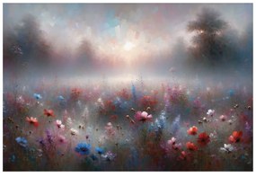 Тапет – Нежни цветя в мъглива мъгла