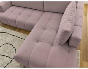 Розов сгъваем/с място за съхранение ъглов диван (десен ъгъл/L форма) Fuji – Bobochic Paris