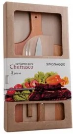Simonaggio - Комплект за барбекю от 3 части (вилица двурога + нож 20см + дървена дъска)CHURRASCO-(CH550/3)