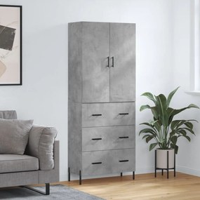3195855 vidaXL Висок шкаф, бетонно сив, 69,5x34x180 см, инженерно дърво