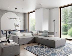 Ъглов диван Fubu S–Сив–Десен