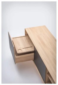 Черна/естествена маса за телевизор от масивен дъб 180x64 cm Fina – Gazzda