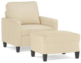 3201031 vidaXL Кресло с табуретка, кремаво, 60 см, текстил
