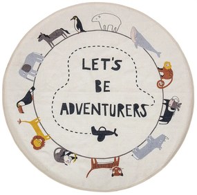 Бял килим Животни, ø 130 cm - Bloomingville Mini