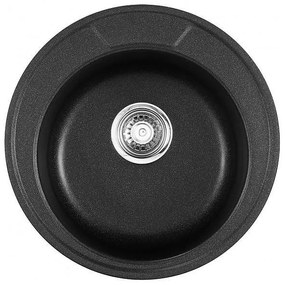 Кухненска мивка ICGS 8301Black, гранит, едно корито, със сифон, 49х20см